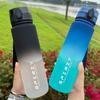 1pc, 500ml/650ml/1000ml Portable Sports Fitness Travel Water Bottle, Water Bottle, Gradient Color Plastic Drinking Bottles