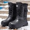 Baumwollschuhe mit Fleece und verdickten, hochgeschnittenen Schneestiefeln, wasserdicht und rutschfest, einteilige Baumwollstiefel