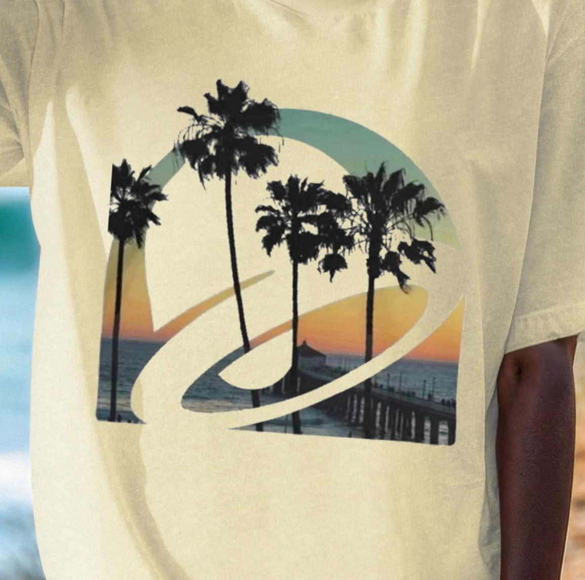 Sunset Palm Silhouette T-shirt | Retro Beach Surf Graphic, Taco Bell Lovers 4XL