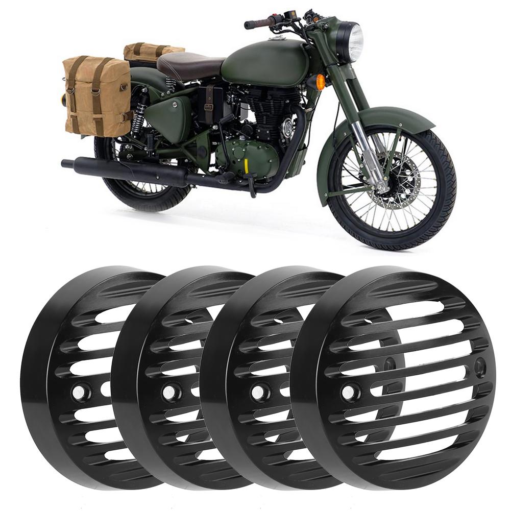 4 Stück Blinkerlichtschutz Retro CNC Blinkergrill Passend für Royal Enfield Classic 500
