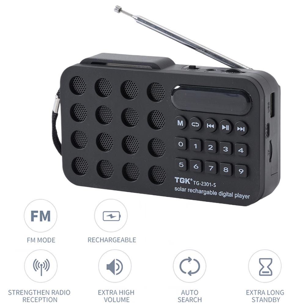 Handheld Radio Digital Solar Power Generation Radio Built-In Speaker MP3 Music Player FM Digital Radio Outdoor Survival Tools