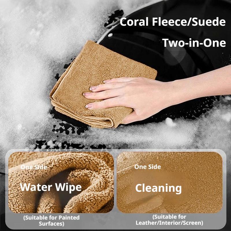 SEAMETAL 450GSM Car Cleaning Towel Double-Sided Coral Velvet Suede Car Wash Towel Drying Cloth High Water Absorption Washing Rag