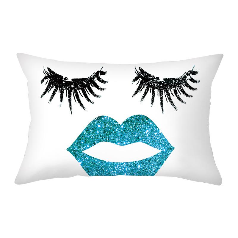 Peach Skin Waist Pillowcase Eyelash Print Cushion Cover Sofa Office Cushion Cover