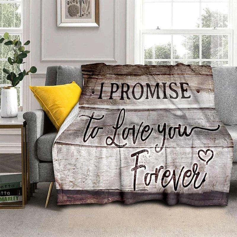 Family Text Blanket Love Flannel Throw Blanket Super Soft Fleece for Bedroom Couch Sofa Gift for Family Lightweight King Size