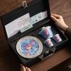 Su's Ceramic Gilded Silver Lotus Pond Clear Fun Bowl Set, Intangible Cultural Heritage Master Zheng Wenqiang's Kung Fu Tea Set Gift Box
