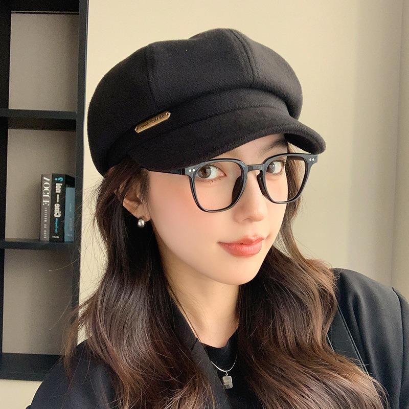Octagonal hat children autumn and winter retro fashion alphabet newsboy beret versatile octagonal painter hat