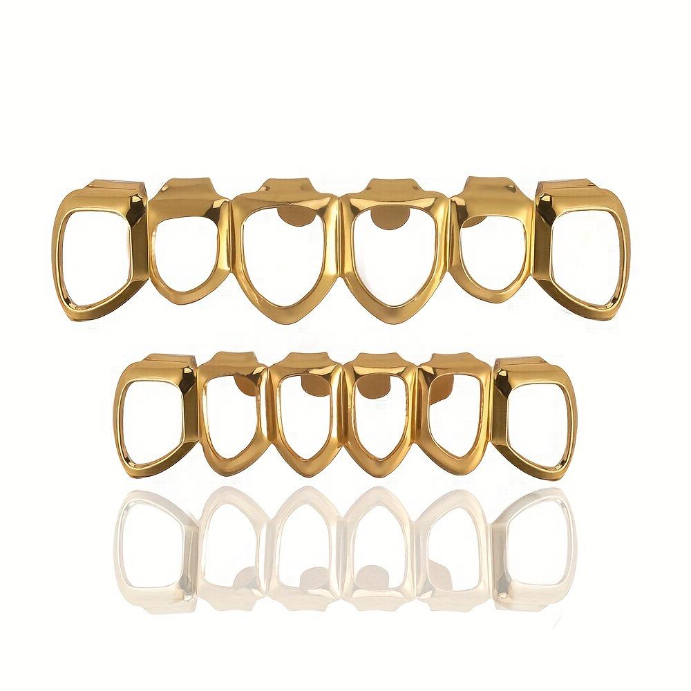 European Six-Tooth & Four-Tooth Hollow Fangs with Flat Teeth Hip Hop Grill Set