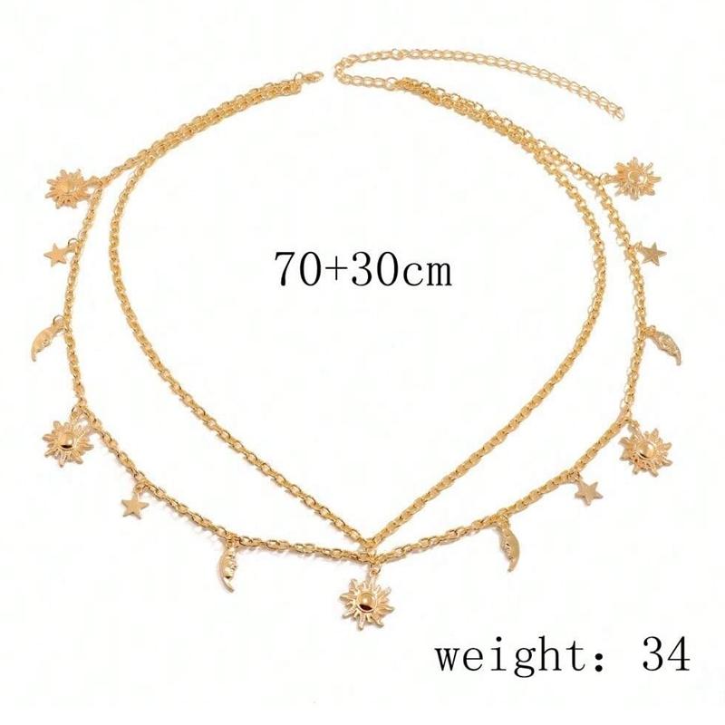 New Fashion Sexy Waist Jewelry Versatile Star Moon Sun Pendant Tassel Belly Waist Chain For Women Dress Accessories