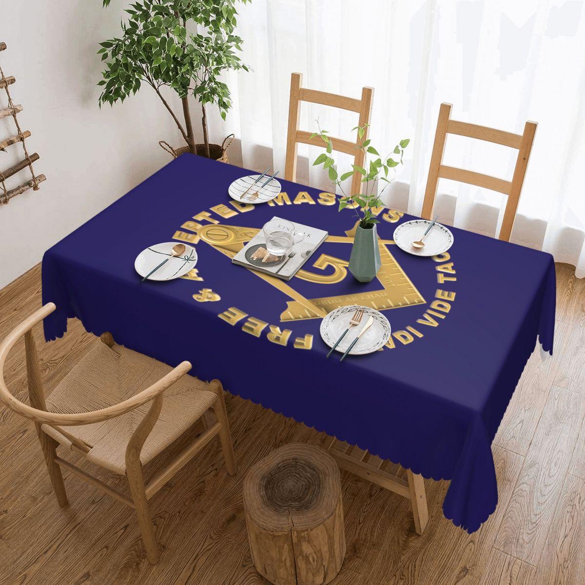 Kompassen Vrijmetselarij Symbool Rechthoekig Tafelkleed Oliebestendig Tafelkleed Maçonnieke Tafelkleden 137x183cm
