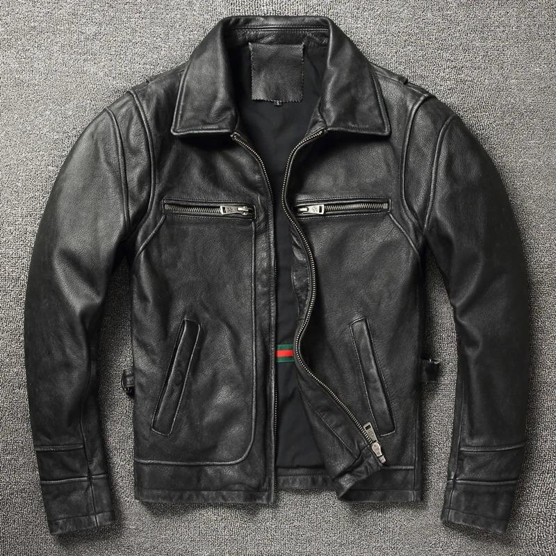 Chinese Size Men Cowhide Coat Vintage Men Leather Jacket Genuine Leather Clothes Men's Winter Jacket Motorcycle Biker Jackets