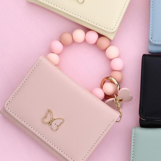 Women's Wristlet Wallet Boho Style Beaded Wristlet Card Holder with Butterfly