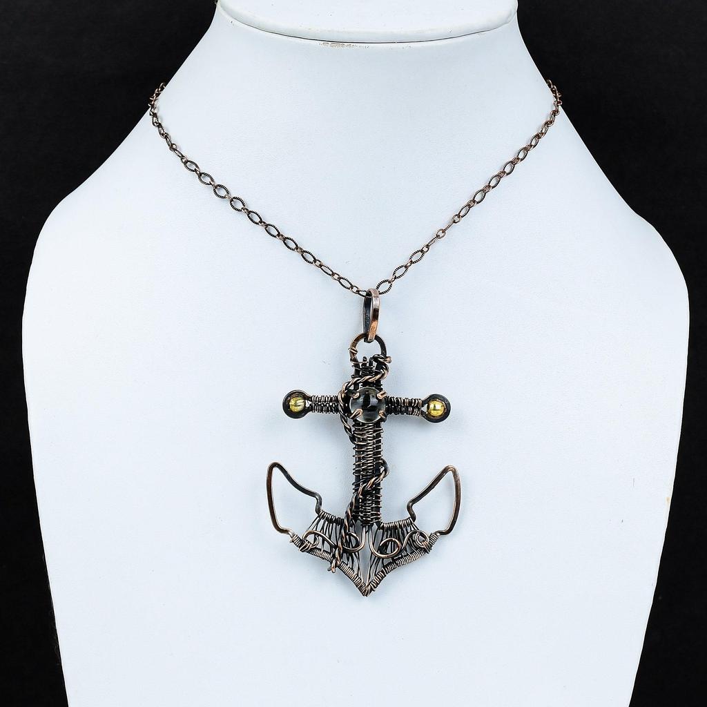 Bergkristall Anhänger Kupferdraht gewickelt Anhänger Bergkristall Schmuck handgemachter Anker Anhänger Edelstein Anhänger Kupfer Schmuck für Geschenk