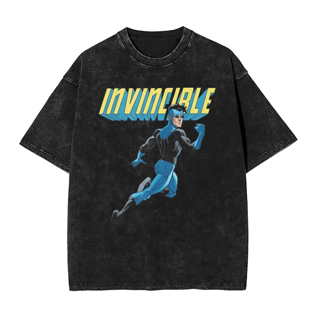 Hot Sale TV Series Anime Invincible Mark Grayson Graphic Print Tshirt Men Women Vintage Washed Cotton Oversized Summer New Tees