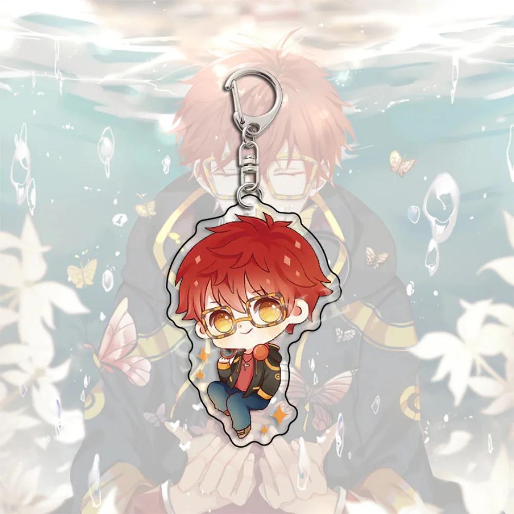 Anime Game Keychain Yoosung Zenny 707 Jumin Saeran Q Version Figures Keyring Bag Pendant Key Chain Friends Gift
