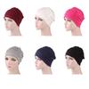Solid Color Men Women Pleated Cotton Beanie Cap Hair Loss Sleeping Chemo Hat