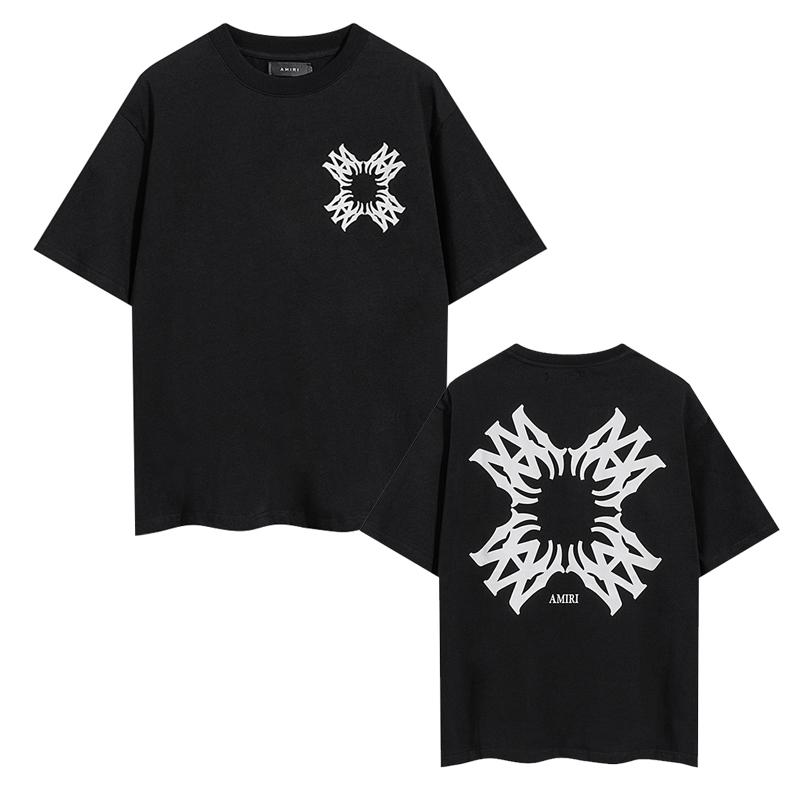 2065 Amiri 2025 Summer New Men's and Women's Loose High Quality Cotton Plus Size T-shirt Couple T-Shirt Logo Printing
