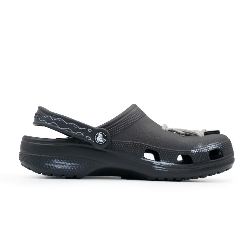 Crocs Classic Clog Smiley Graffiti EVA Fun Woven Hole Shoes Unisex Black