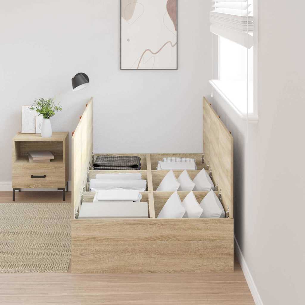 Storage Bed Frame Sonoma Oak 90 x 200 cm Particleboard
