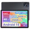 New AI Tabwee W90 Android 15 Tablet with FHD IPS Large 1920x1200 Widevine Facial T615 PD18W Fast 4G 11-inch Tablet 24GB+256GB+2TB Expansion, Screen,