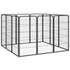 VidaXL Dog Playpen 12 Panels Black 50x100cm Powder-Coated Steel Enclosure 3115959