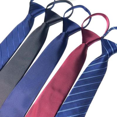 Cravatta Formale da Uomo con Zip Facile da Tirare, Righe Nere, 8cm, Senza Nodo