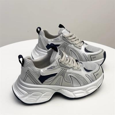 22 Spring and Summer Breathable Mesh Dad Shoes Student Platform Sports Casual Shoes Lace-up Single Shoes