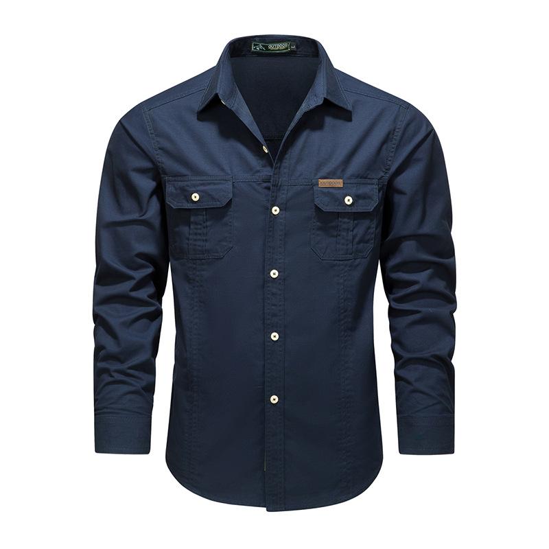 Spring and Autumn Tooling New Shirt Men's Overalls Cotton Casual Loose Inch Shirt Outdoor Men's Washed Shirt Tide