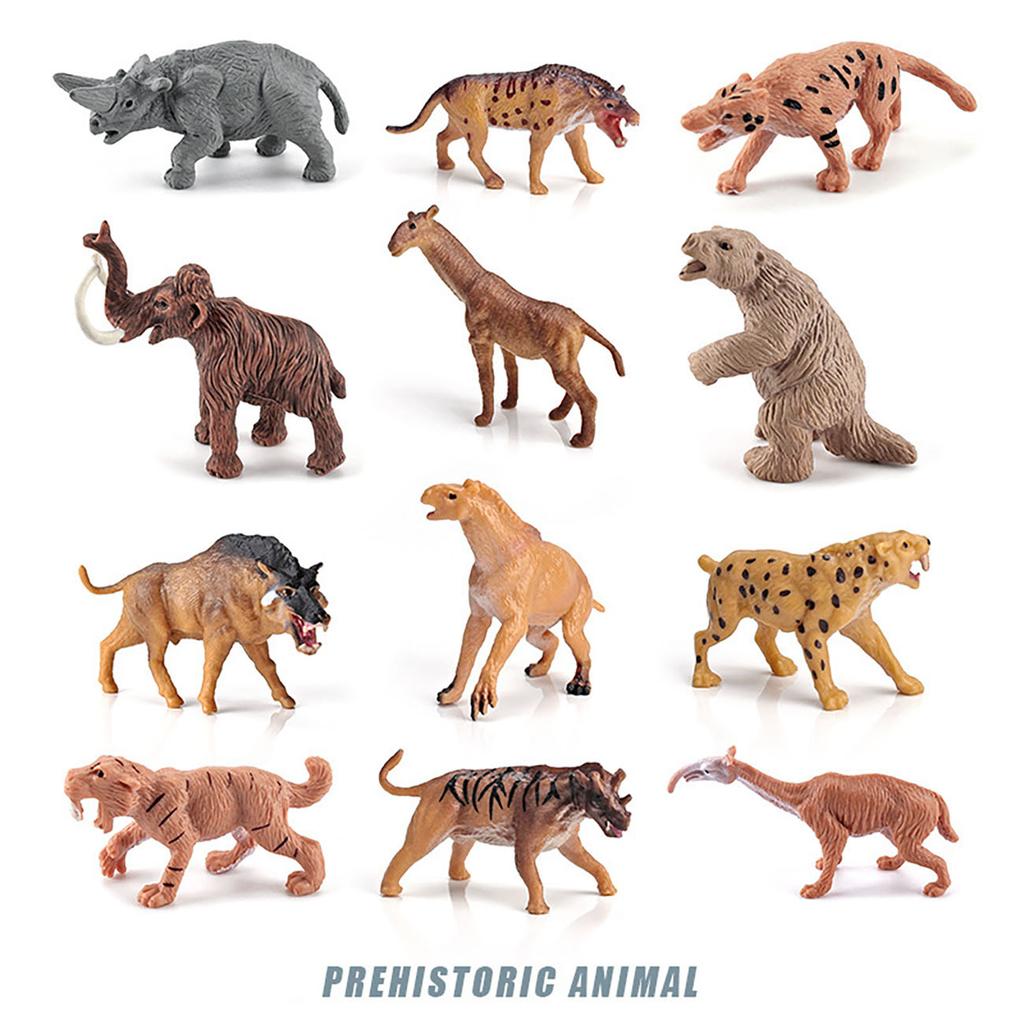 12 Simulated Prehistoric Animal Models Of Ancient Hominids Giant Rhinoceros Mammoths Multiple Children'S Decorative Toys
