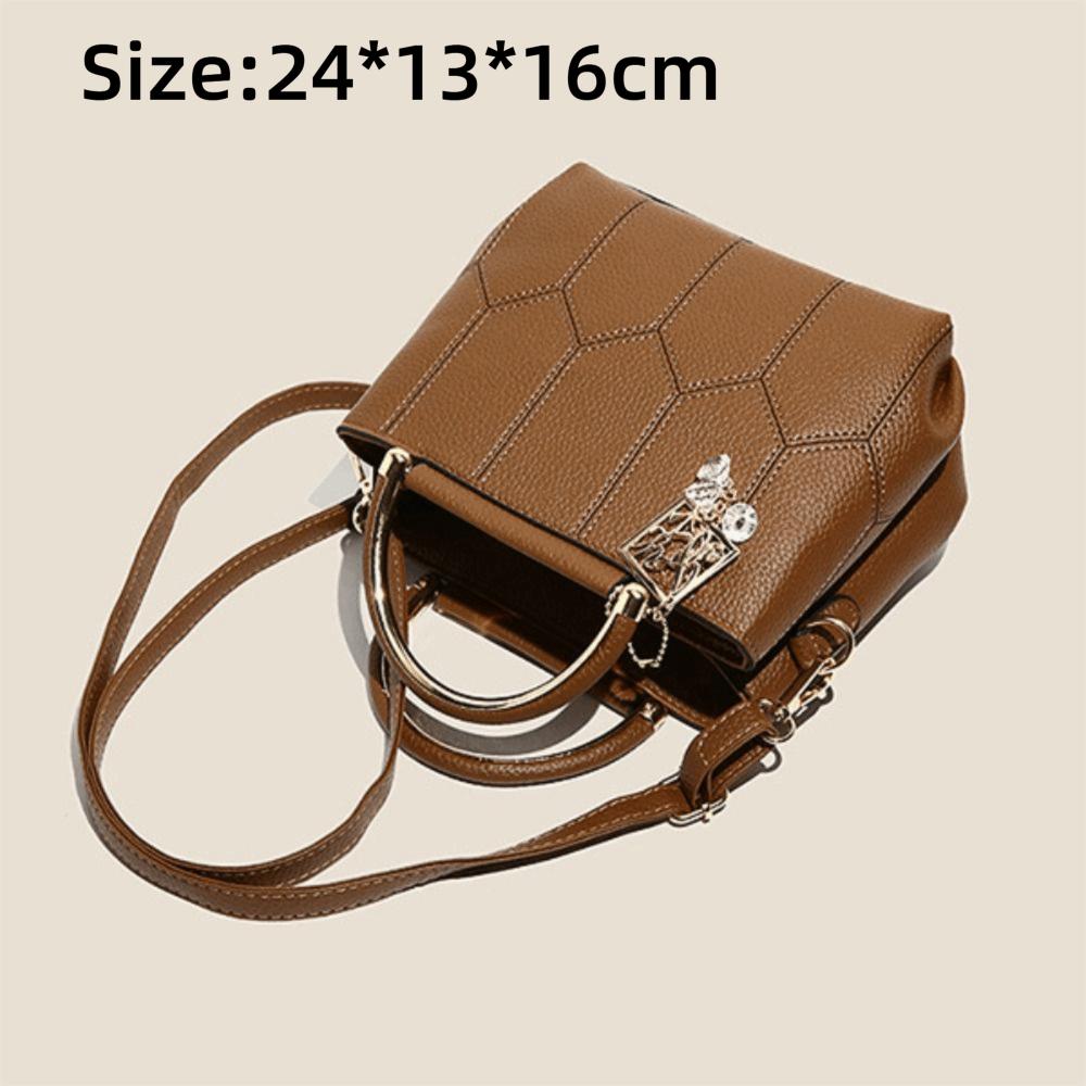 Fashion PU Women's Bag Two-Way Carry High-end Tote Bag Large Capacity Vintage Crossbody Bag Gift