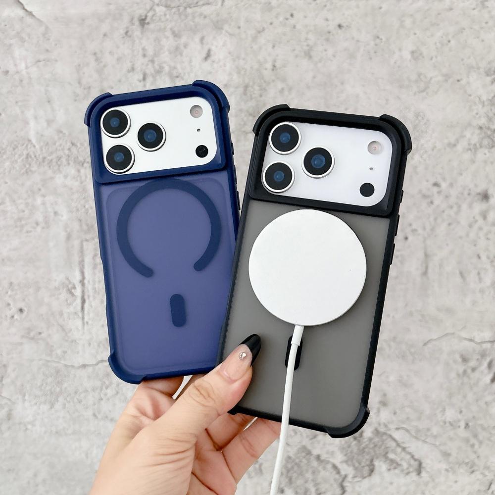 Matte Airbag Bumper Armor Shockproof Case for iPhone 17 Pro Max 15 16 Air 14 Plus 13 12 Phone For Magsafe Magnetic Cover
