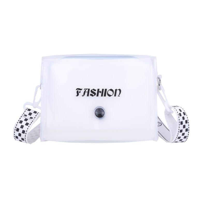 Summer Transparent Bag Women's New Trendy Oblique Span Bag Shoulder Bag Jelly Mother Small Square Bag
