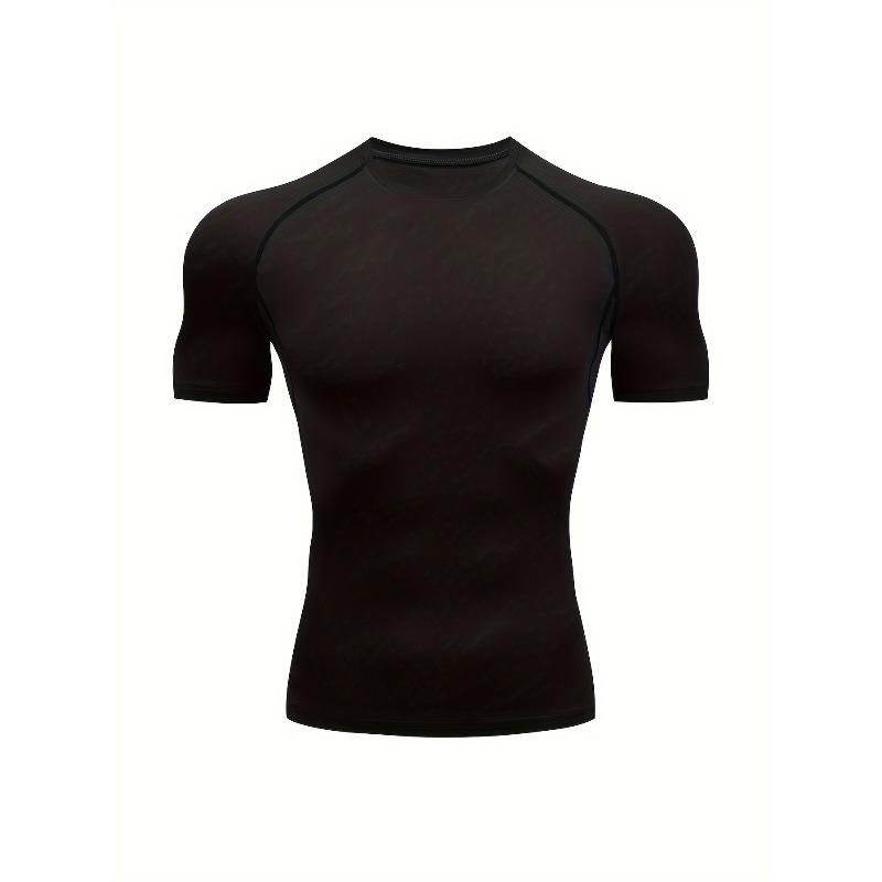 Men's Compression Shirt Quick Dry White Plain Gym T-Shirt Solid Color Workout Sportswear
