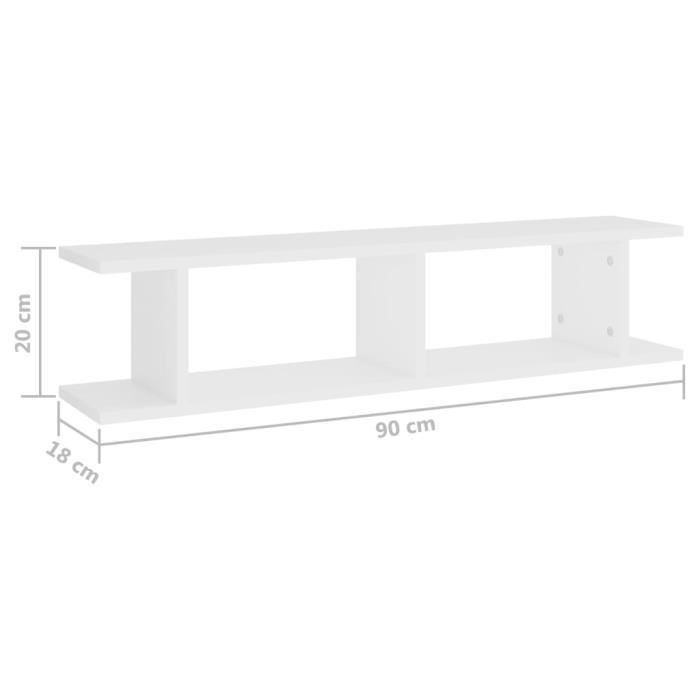 VidaXL Étagères murales 2 pcs Blanc 90x18x20 cm Aggloméré