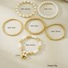 6Pcs/Set Chic Heart Imitation Pearl Beads Bracelets for Women Vintage Exquisite Gold White Color Bracelets Fashion Jewelry Gifts