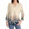 Women's T Shirt Print Button 3/4 Sleeve Daily Weekend Fashion Basic V- Neck Regular Top