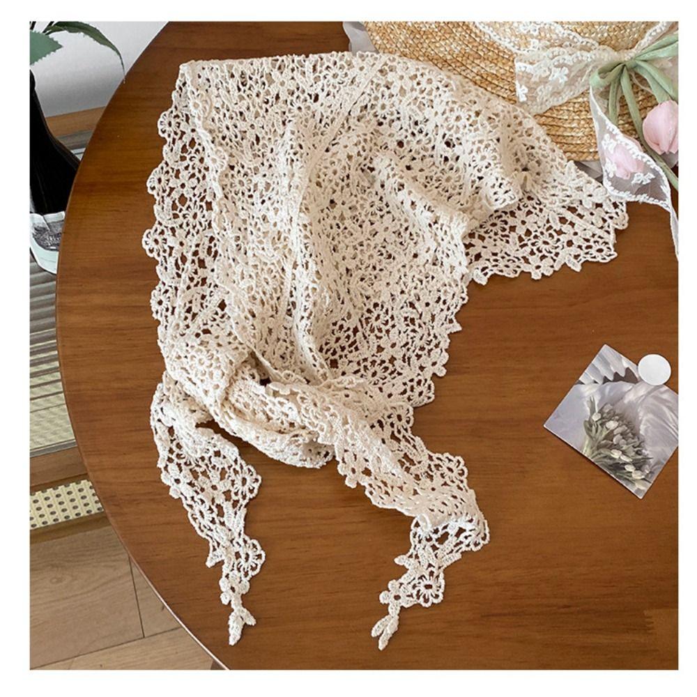Hollowed-out Fart Curtain Lace Trim Triangular Headscarf Trendy Hip Curtain  Summer