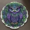 Vibrant 10-Inch Metal Wind Chime with Colorful Owl Design, 360° Rotating Hook - Battery-Free