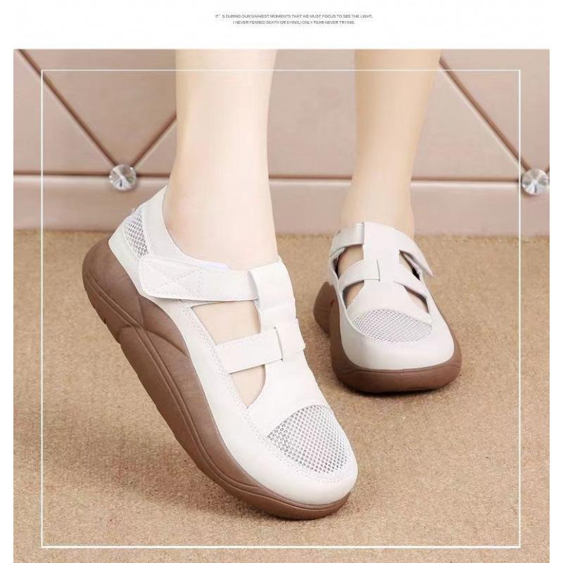 2025 summer new ins mesh breathable little white shoes women's Korean version Velcro student hollow casual shoes
