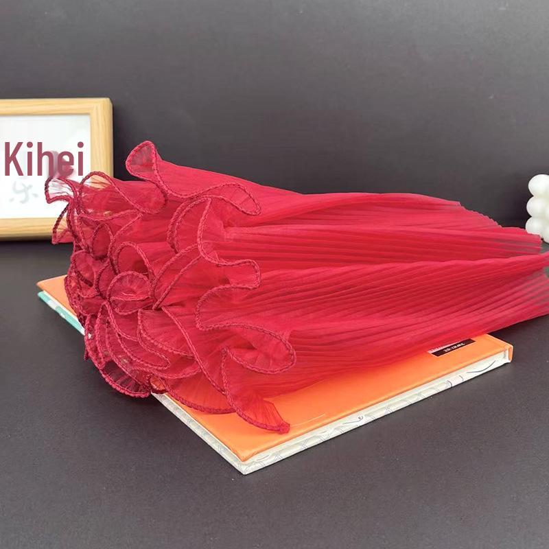 Korean Pearl Ruffle Gauze Floral Bouquet Wrapping Material - Pleated Mesh Wave Gauze