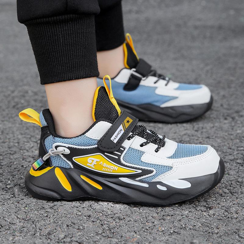 Cross-border hot selling children's shoes boys' spring and autumn mesh breathable non-slip thick-soled student casual running children's sneakers