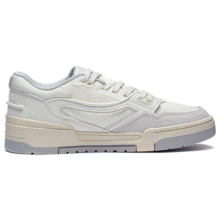 Li Ning 001 BTC Synthetic Leather Slip Resistant Abrasion Resistant Low top Skateboard Shoes Men's Ecru AGCT007-2