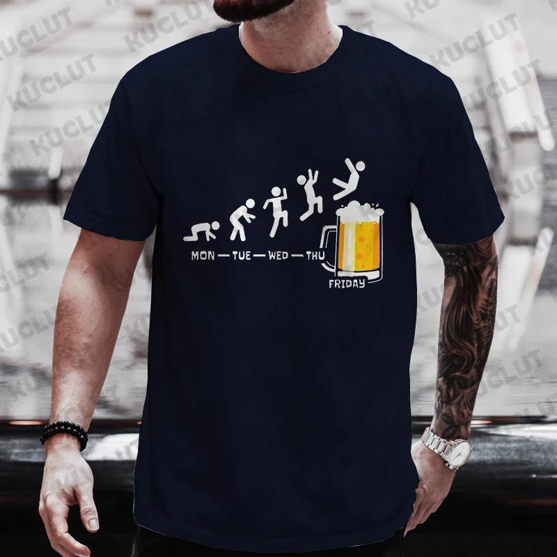 Men T-shirts Happy Friday Beer Funny Graphic T Shirts Weekend Drinking Lover Party Tees Y2k Male Oversized Clothes Streetwear