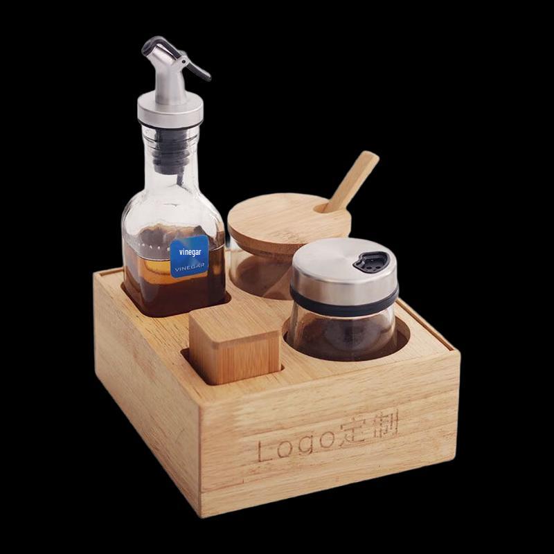 NHZHIW Solid Wood & Glass Seasoning Box