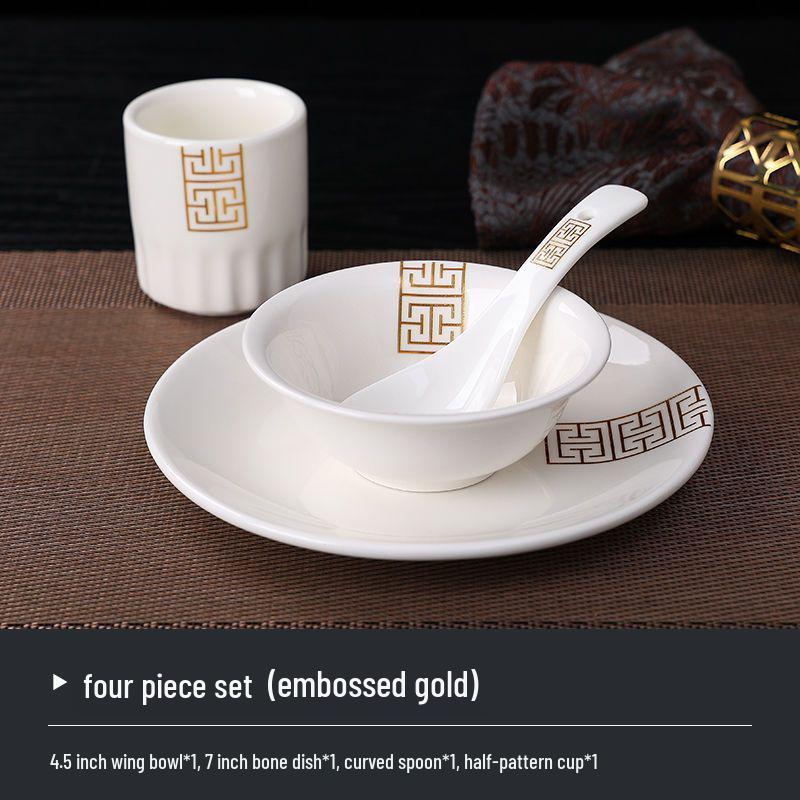 Luxury Three-Piece Hotel Tableware Set: Plates, Bowls, and Cups for Hotels, Restaurants, or Home.