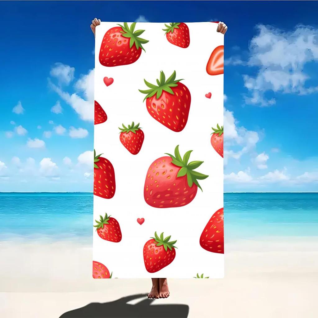Serviette de Plage Design Fruits d'Été Séchage Rapide Légère Extérieur Voyage Camping Absorbante Serviette de Bain Super Douce Serviette de Natation