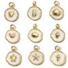 3Pcs/Lot Copper Heart Star Charms Conch Enamel Round Pendants For DIY Making Bracelet Necklace Fashion Jewelry