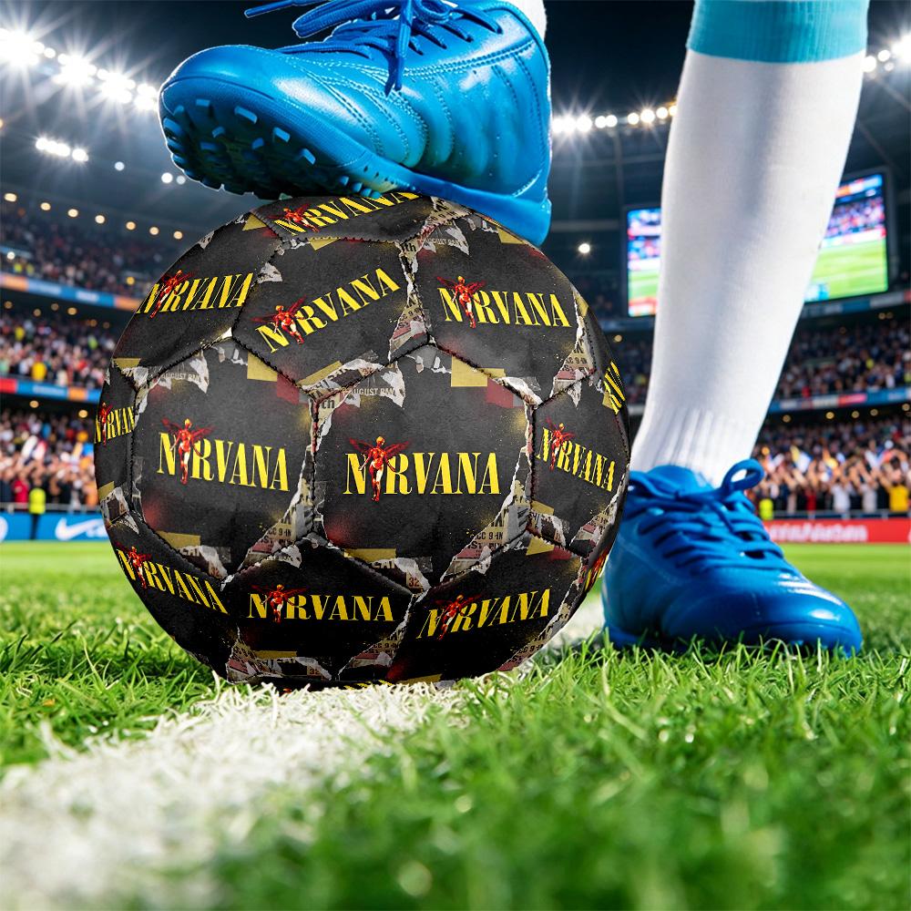 Nirvana Print Standard Size 5 Soccer Ball Durable Shock?Absorbing Ball For Training Match Outdoor Play
