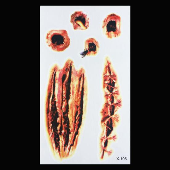 9Pcs Halloween Scar Tattoo Stickers Realistic Fake Wound Stitch Scab Waterproof Temporary Zombie Makeup Props for Kids Adults Boys Girls