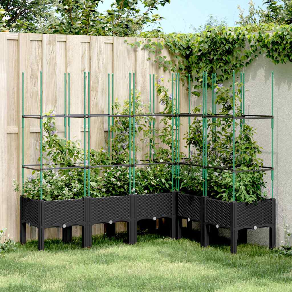 Black Plant Pot with Trellis 160 X 120 X 142.5 Cm PP