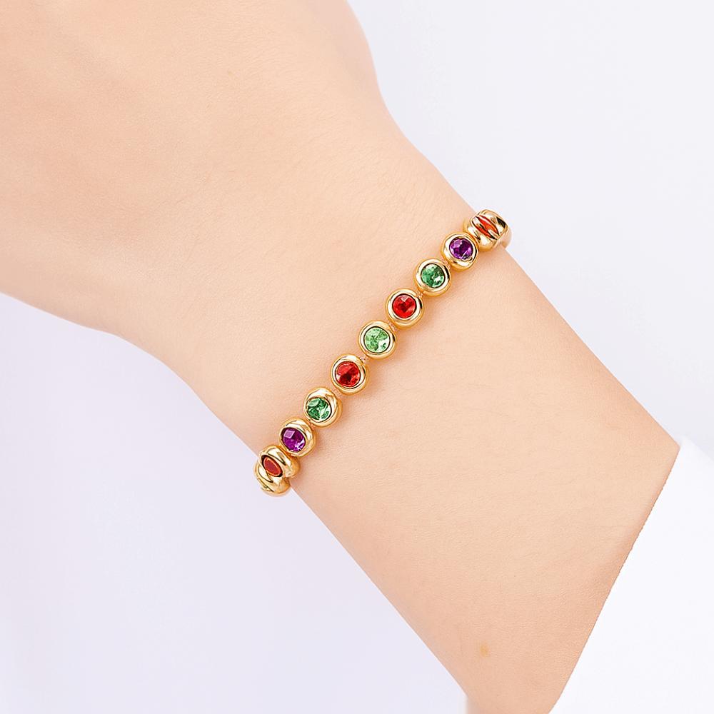 Handmade Shiny Zirconia Bracelet Jewelry Round Shape Cuff Bracelet  Jewelry Accessories